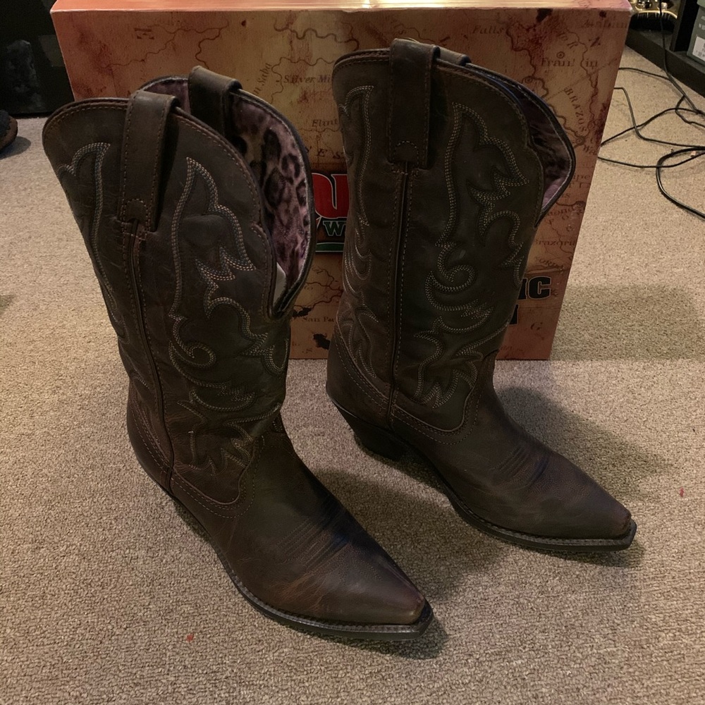 Laredo Access Western Cowboy Heel Boots Dark Brown